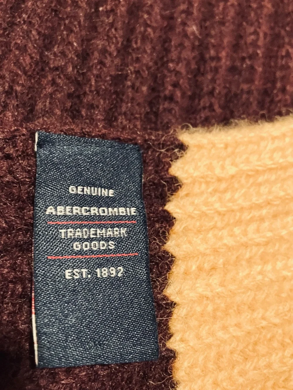 Abercrombie & Fitch Wool Rugby Scarf Purple Yellow Striped Y2K Preppy Vintage